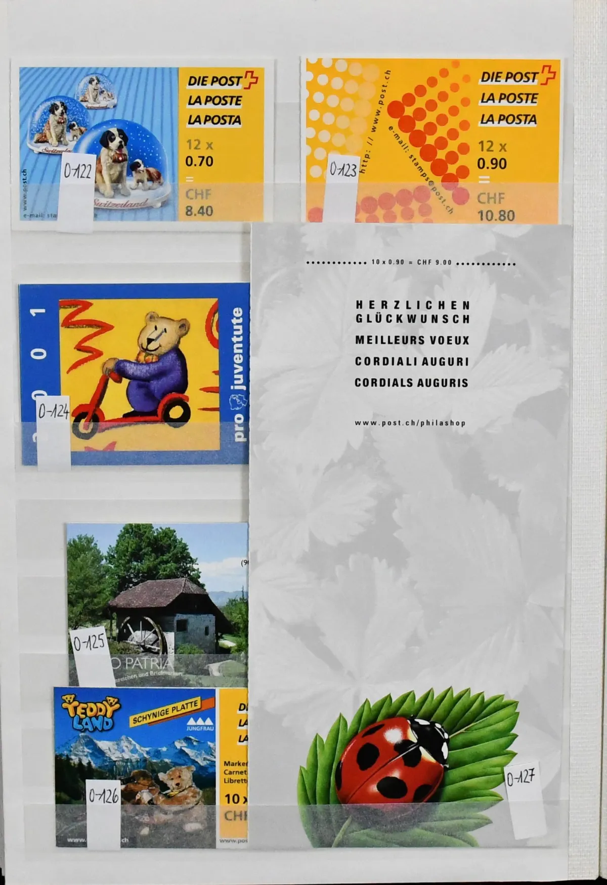 Suisse, 1984-2003, coll. de carnets de timbres proprement oblitérés, 53 MH ex n° 78 à O-133, liste jointe. Mi. 1150,-