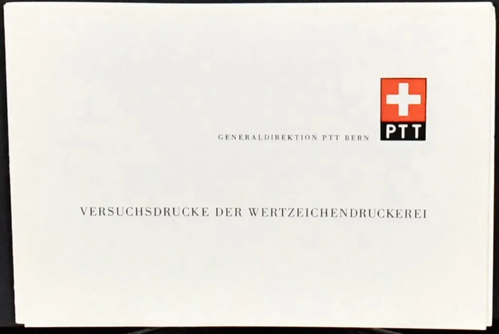 Schweiz, ca. 1960, drei Vorlagekarten je mit neun Versuchsdrucken der PTT-Wertzeichendruckerei (also 27 Versuchsdrucke), sowie 140 weitere Vignettendrucke der…