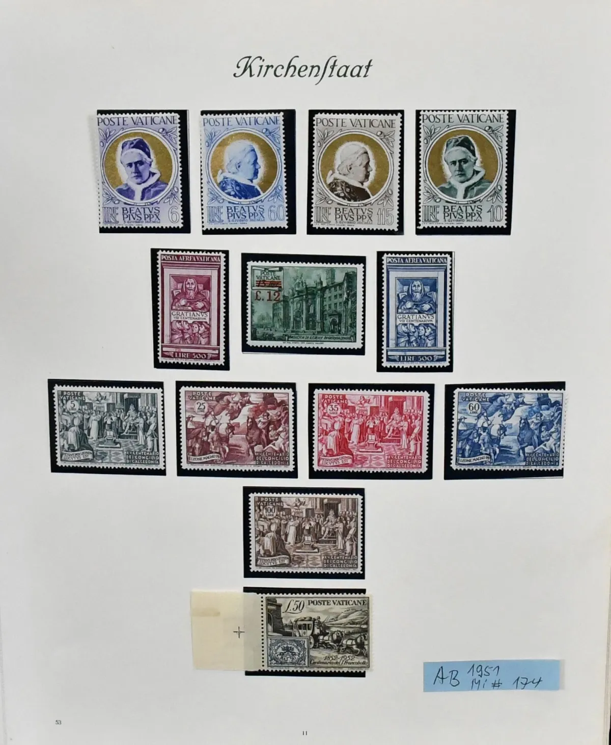 Vatikan, 1953-2006, zweibändige, ungebr./postfr. Slg., wohl kpl., anfangs mit ungebrauchten Flugpost-Werten Gratianus, Postkutsche Bl. 1 etc., ferner die…