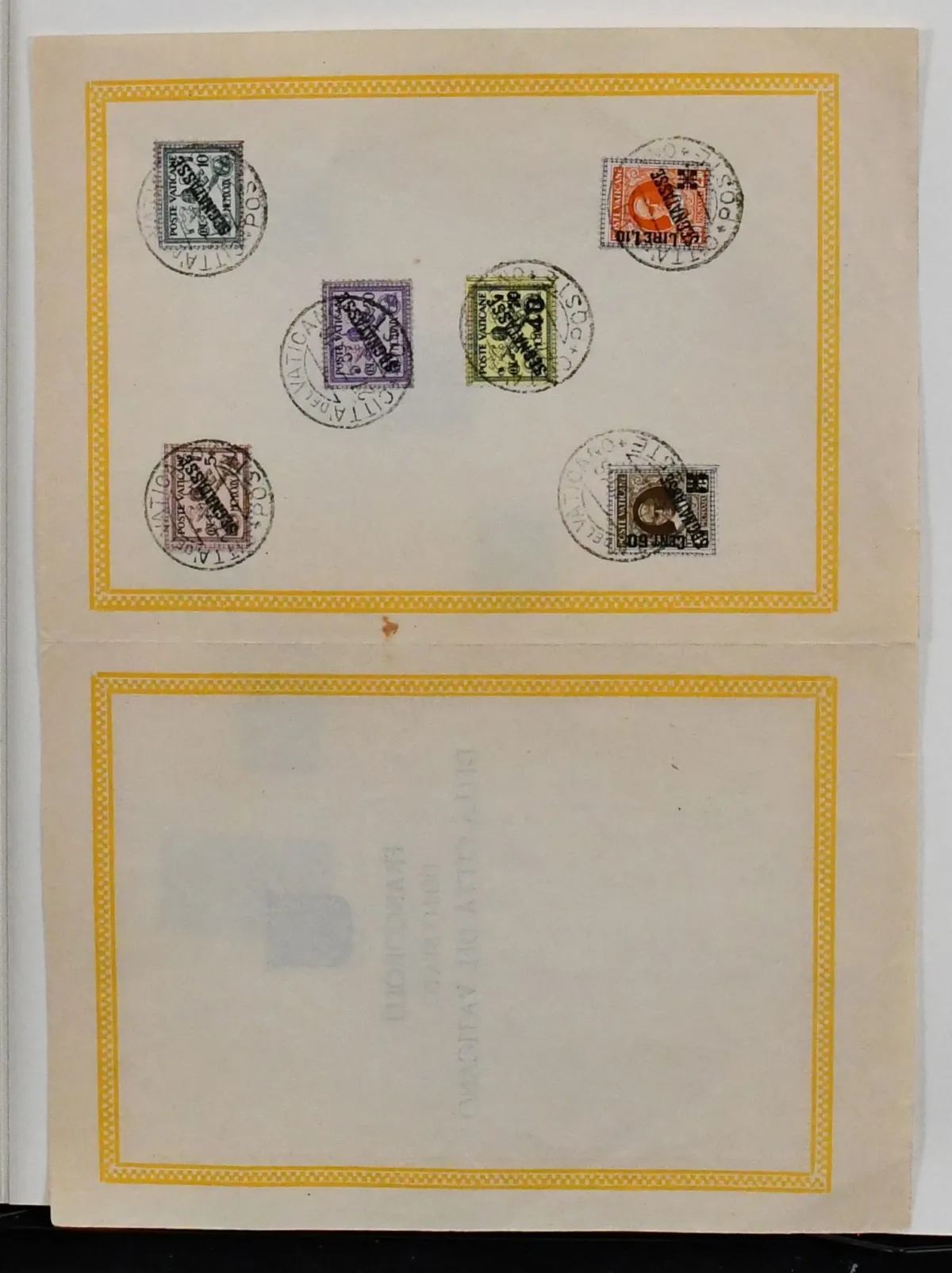 Vatican, collection with among others no. 45/50 unused (Mi. 140,-), 146 in mint never hinged block of four (160,-), 180/84, 211 mint never hinged etc., from 1954-1981 mint never hinged complete, in Borek pre-printed album. Plus postage no. 1/6 cancelled twice, one in decorative folding sheet