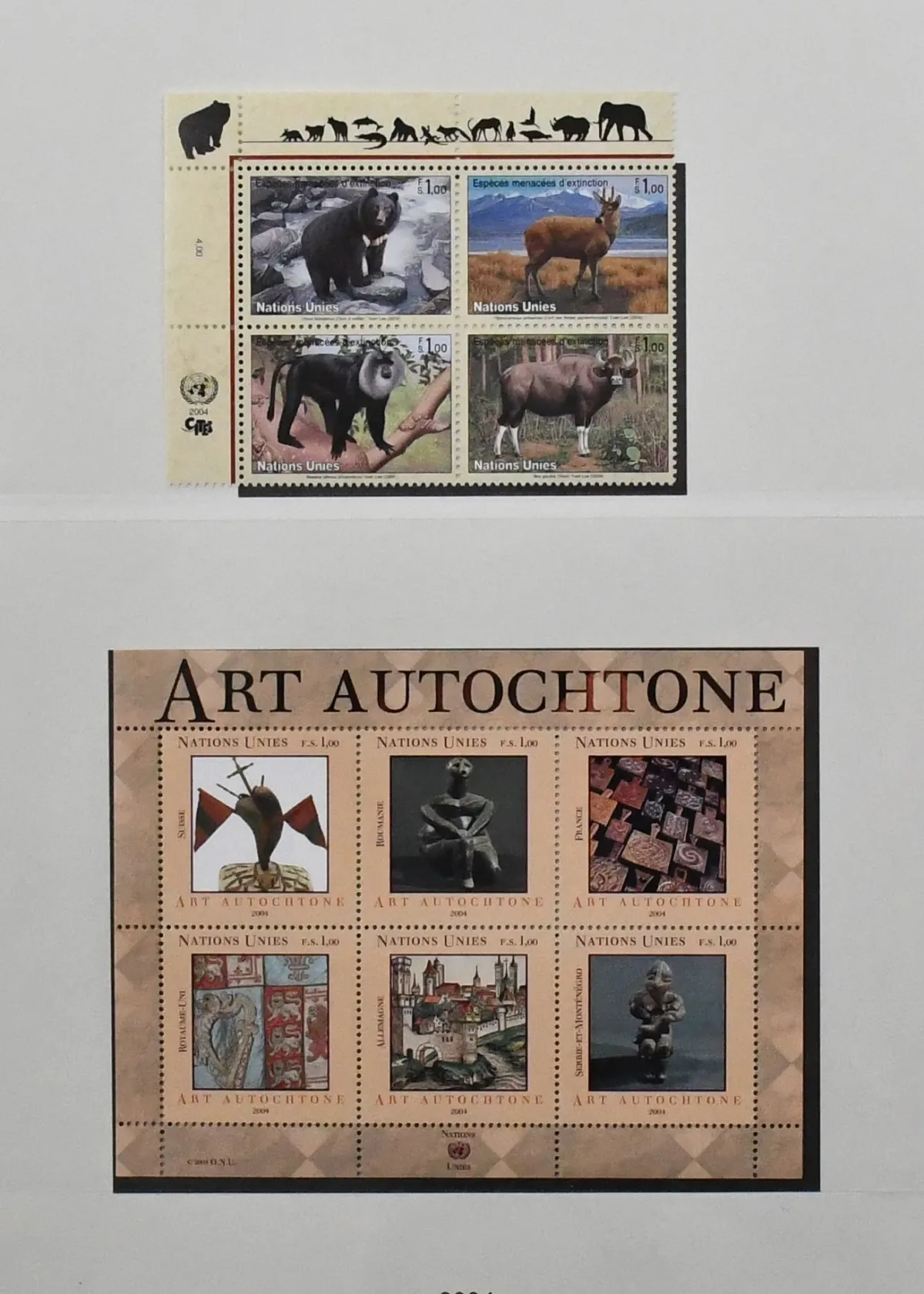 United Nations, Geneva, mint complete collection from 1979-2004, additionally with many se-tenant sheets, in two as-new Lindner-T pre-printed albums. The face value alone is 700 CHF (= 630 euros)