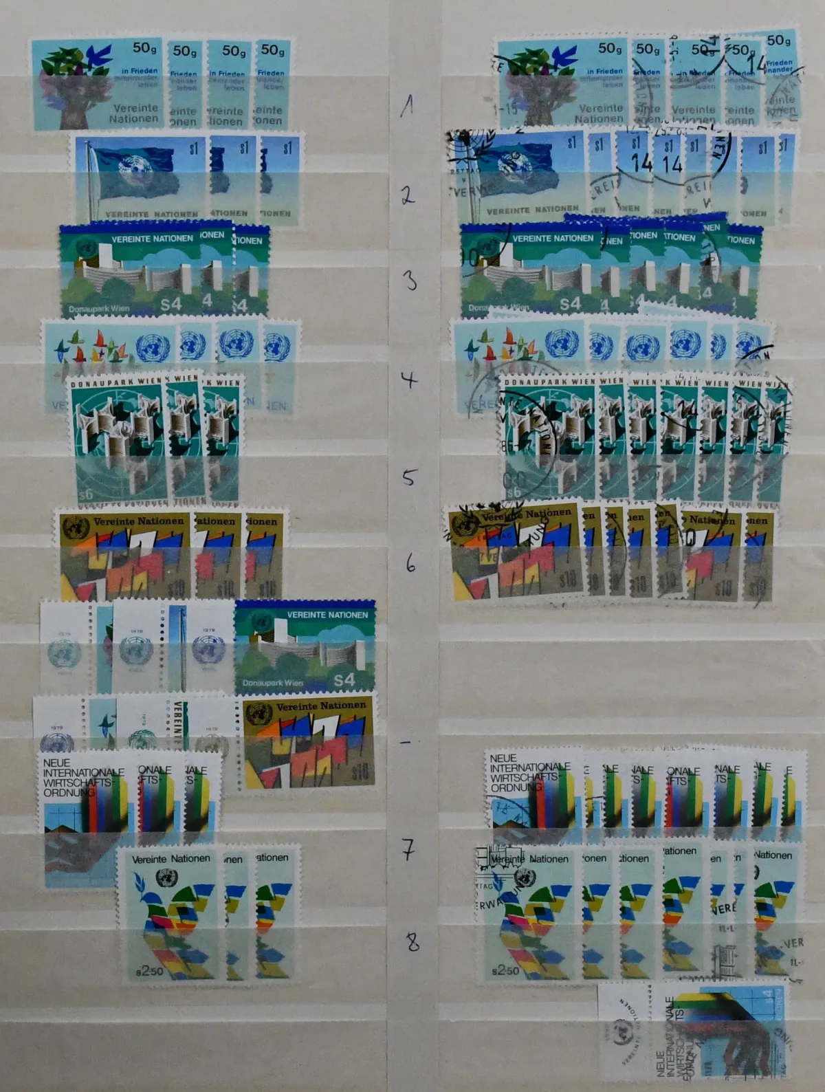 United Nations, Vienna, 1979/2000, mint and used stock of over 2000 values, varied. Plus various mint issues from 2001 with 160 euros face value alone, all together in two albums