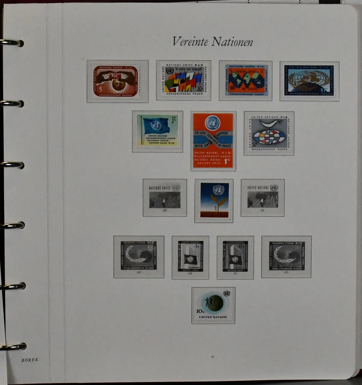 United Nations, New York, mint collection, 1965-1982 complete, incl. 15 flag mini-sheets, in Borek album
