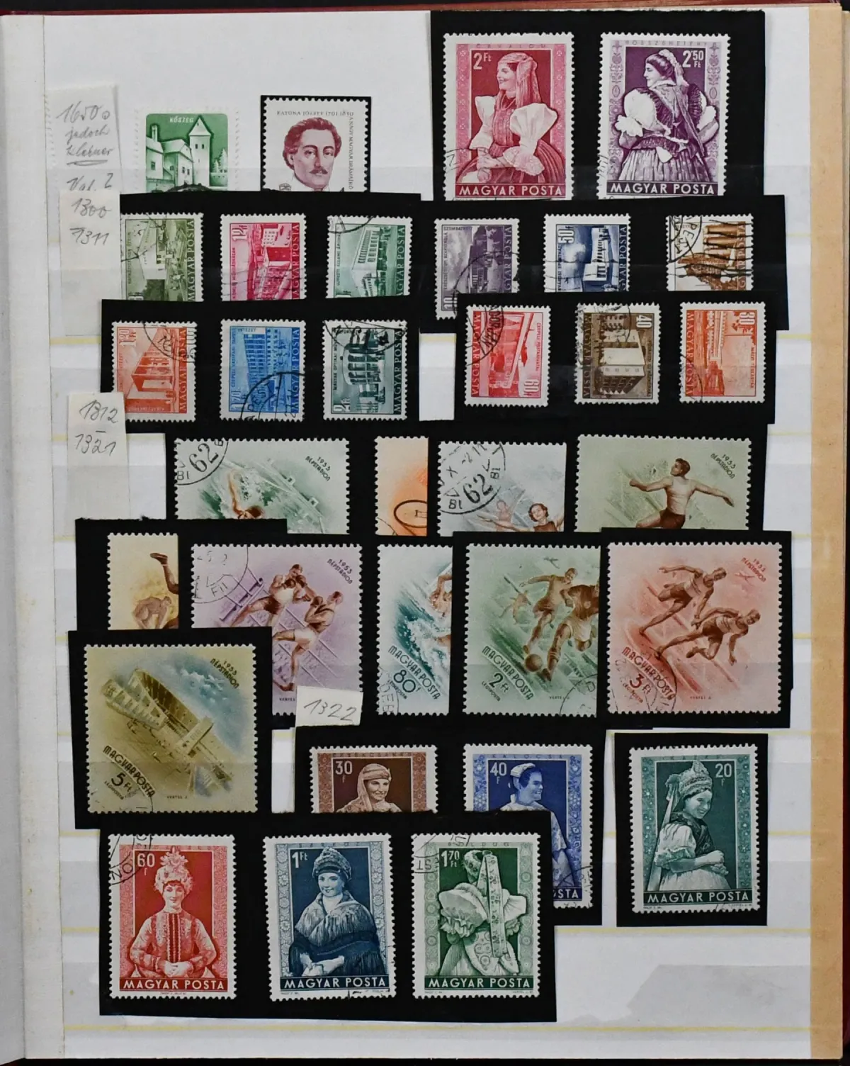 Ungarn, 1954/1968, gest. Slg., bis auf wenige Werte kpl., inkl. Bl. 24, Nr. 1449 auf FDC usw., bis 1964 auf selbstgest. Blättern und später im E-Buch