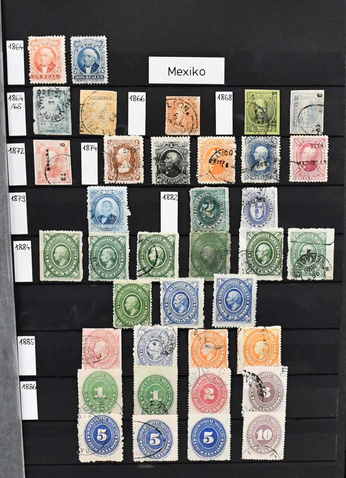 Mexique, 1864-1990, collection oblitérée en album, avec quelques émissions classiques et beaucoup de semi-classique, ainsi que du Nicaragua à partir du n° 9, probablement une mine