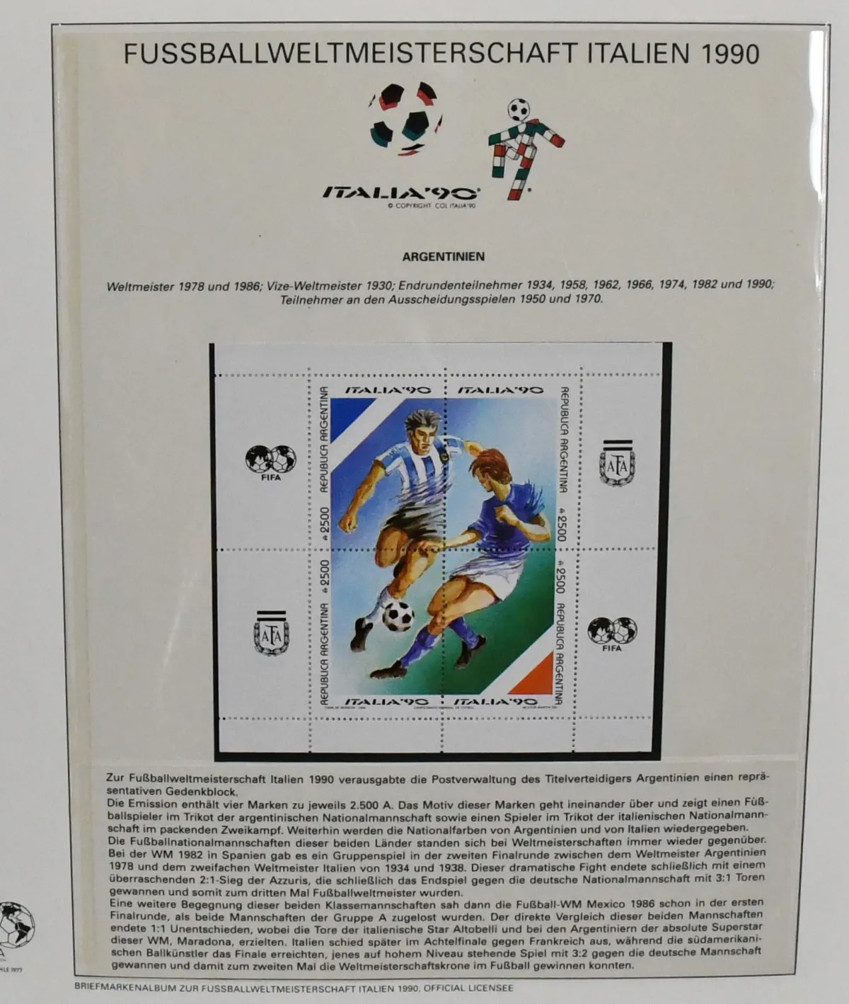 "1990 FIFA World Cup", collection in two green albums from Sieger subscription, apparently complete, high former acquisition cost