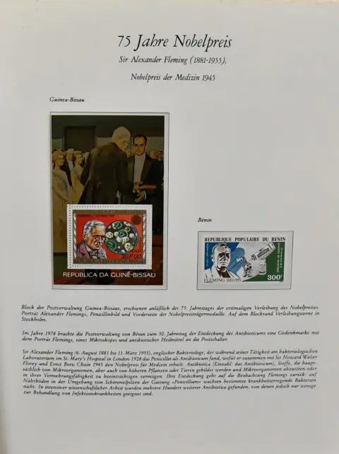 "Nobel Prize", subscription binder with mint issues and blocks from around the world on 52 full pages