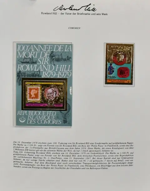"Rowland Hill" and "the history of the postage stamp", two-volume mint collection on 137 full pages, with stamps and blocks, including much overseas with…