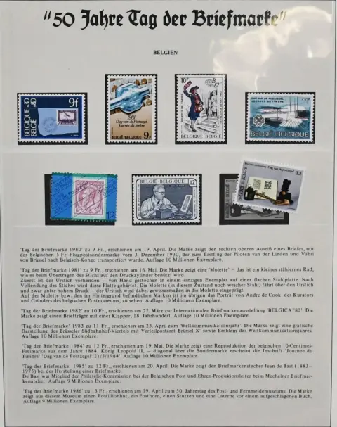 50 years of Stamp Day, mint Sieger subscription collection on as-new, richly illustrated Lindner pre-printed pages
