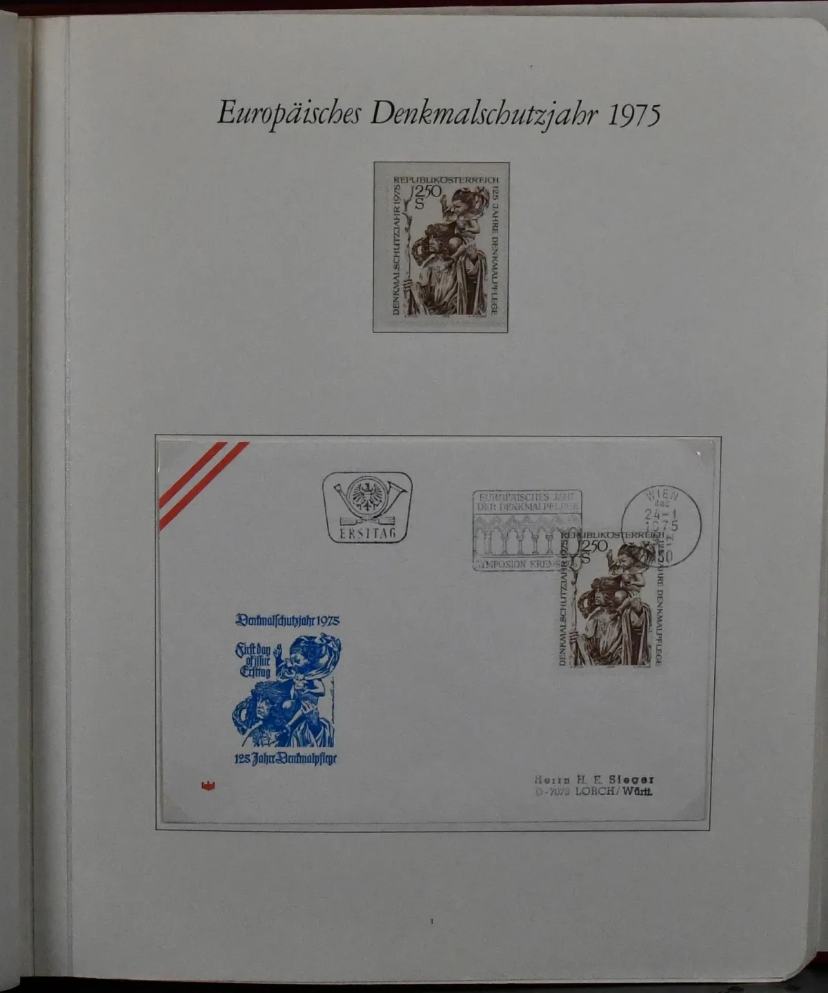 Europees Jaar van het Bouwkundig Erfgoed 1975, verzameling, postfris en op FDCs, in een rijk geïllustreerd Borek voorbedrukt album. Bevat o.a. Roemenië Bl. 122 (Mi. 180,-), Hongarije nr. 3060/63B (270,-) en Bl. 115B (210,-), elk postfris en op FDC