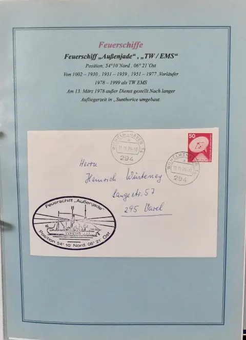 Lightships and sea marks, interesting and unusual collection in a self-made binder, with many covers