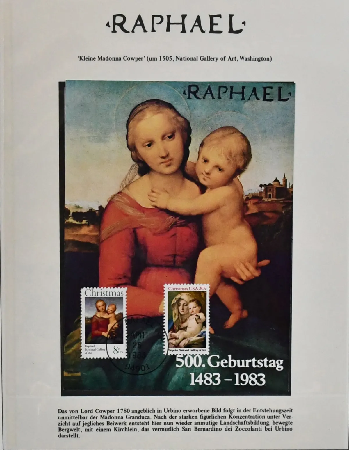Art/Raphael/Renaissance, mint subscription collection on 119 pages in two matching Lindner albums, including many blocks and sets from around the world. High former subscription price
