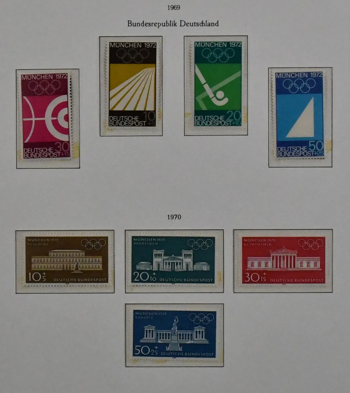 Olympic Games 1972, mint collection only European issues, in KABE pre-printed album. Including Bulgaria bl. 40/43 (Mi. 358,-), Romania bl. 94, 98 and 101…