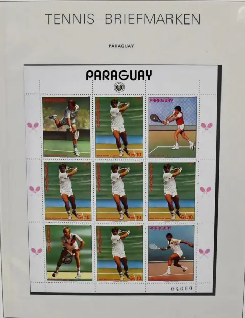 Tennis, rijke postfrisse verz. in abonnementsmap op 57 volle pagina's, waaronder opvallend veel zegels en blokken van Paraguay, alsmede enkele stukken…