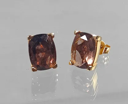 Rauchquarz Ohrringe, Gelbgold 585.