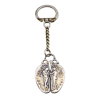 Porte-clés Adam et Ève en argent 925 avec gravure Helmut et Erika.