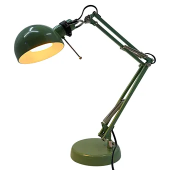 Green FORSÅ work lamp with adjustable and rotating arm.