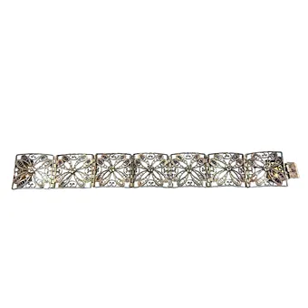 ART DECO SILVER BRACELET IN 835 SILVER WITH BOX CLASP.
