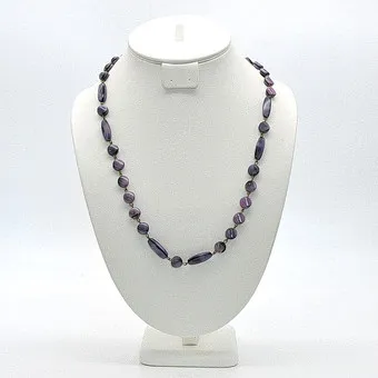 MURANO GLAS COLLIER, VIOLETT-SCHWARZ, CA. 60CM, VINTAGE.