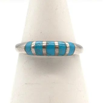 Designer ring sterling silver set with turquoise, 20th century.