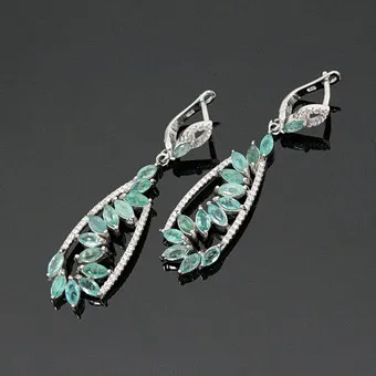 Earrings set with emeralds and zircons, 925 silver.