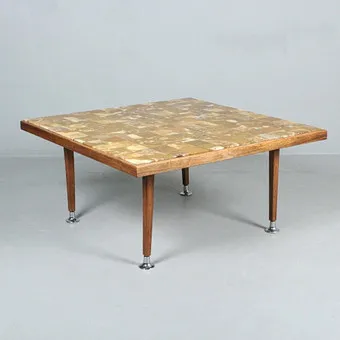 Mid-Century coffee table with onyx marble mosaic from the 1970s.
