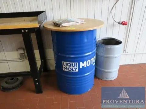 Table haute en fût d'huile env. 90 cm de haut