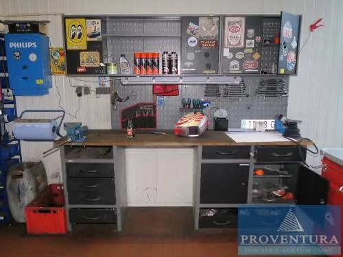 Workbench metal/wood approx. 220x60x200cm (WxDxH)