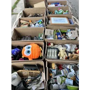 12 boxes of bric-a-brac
