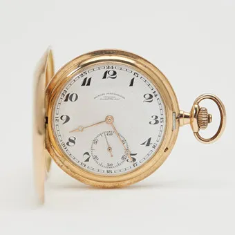 GLASHÜTTE. Savonnette pocket watch, 'Sav. Lucia' full set, 585 yellow gold, circa 1929, Germany.