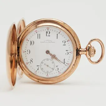 J. ASSMANN, GLASHÜTTE. Savonnette-Taschenuhr, 585er Roségold, um 1900, Deutschland.