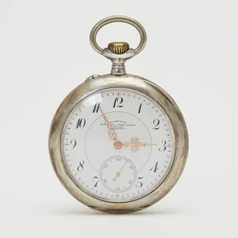 GLASHÜTTER PRÄZISIONS-UHREN FABRIK. Glashütte i/S, Lépine pocket watch, 900 silver, circa 1910, Germany.