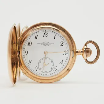 GLASHÜTTE. Savonnette pocket watch, 585 rose gold, circa 1920, Germany.