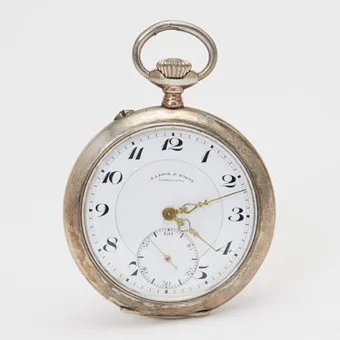 A. LANGE & SÖHNE, GLASHÜTTE 1A Lépine pocket watch, 800 silver, circa 1915, Germany.