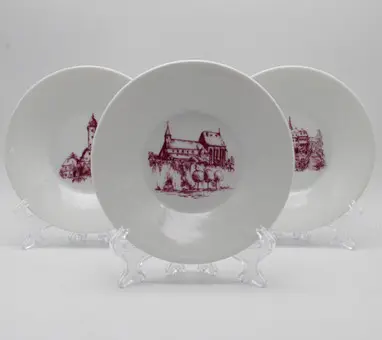PORCELÁN HÖCHST – 3DÍLNÁ SADA MINIATURNÍCH TALÍŘKŮ S RUČNÍ MALBOU #1.
