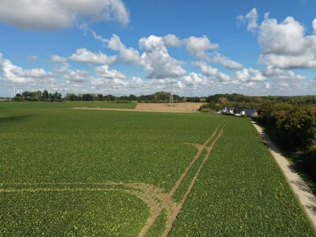 Akkerland tegenover woonbebouwing ca. 50 km van Keulen