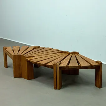 DITTMANN & CO. Awa Radbound, brutalist four-part side table / coffee table, oak, 1960s, Netherlands (4).