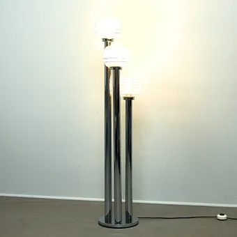 TARGETTI SANKEY. Floor lamp / Lamp, metal, chrome, 1970s, Italy.