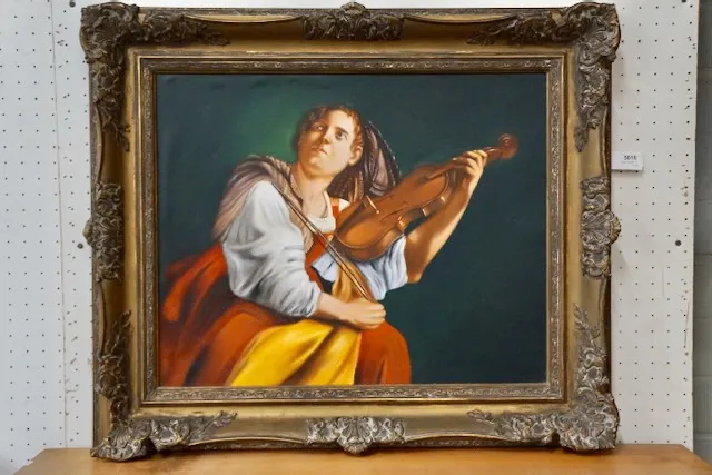 1 Ölgemälde "junge Frau mit Violine"