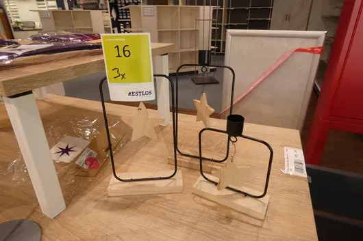 3x Bougeoirs en métal avec étoile