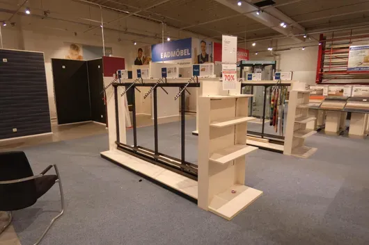 Sales shelf, 2 sections, 1 top unit, double-sided, without contents