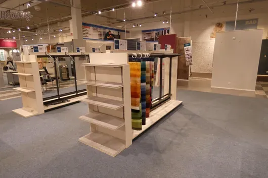 Sales shelf, 2 sections, 1 top unit, double-sided, without contents