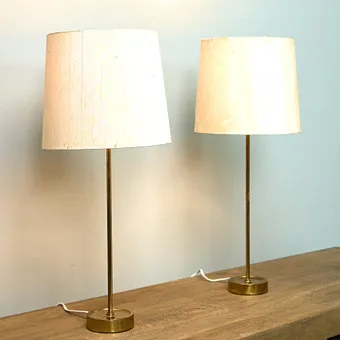 BERGBOM. Two table lamps, brass, 1950s, Sweden (2).