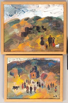 TENGIZ MIRZASHVILI (1934-2008). 2 petits paysages avec figures et animaux (2).
