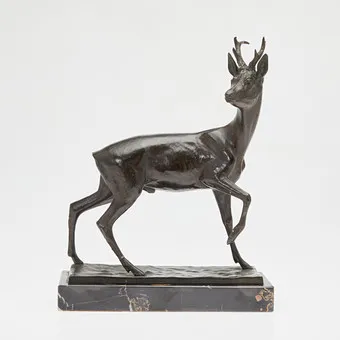 FRITZ DILLER. Sarna, rzeźba / figurka, brąz, 1920.