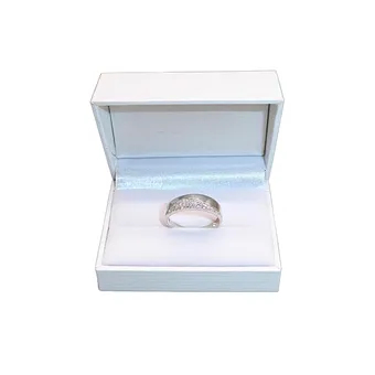 Ladies' ring in 925 silver with curved pavé zirconia setting