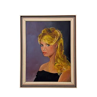 Olejomalba portrétu Brigitte Bardot z pozdních 60./70. let.