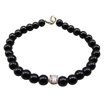 Náramek s černým onyxem a moissanitem 0,5 ct