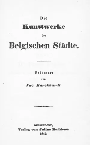 Burckhardt, Jacob – Umělecká díla belgických měst