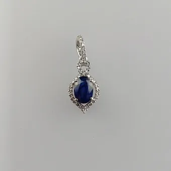 Sapphire / diamond pendant - 950 platinum, natural sapphire approx. 1.13 ct.
